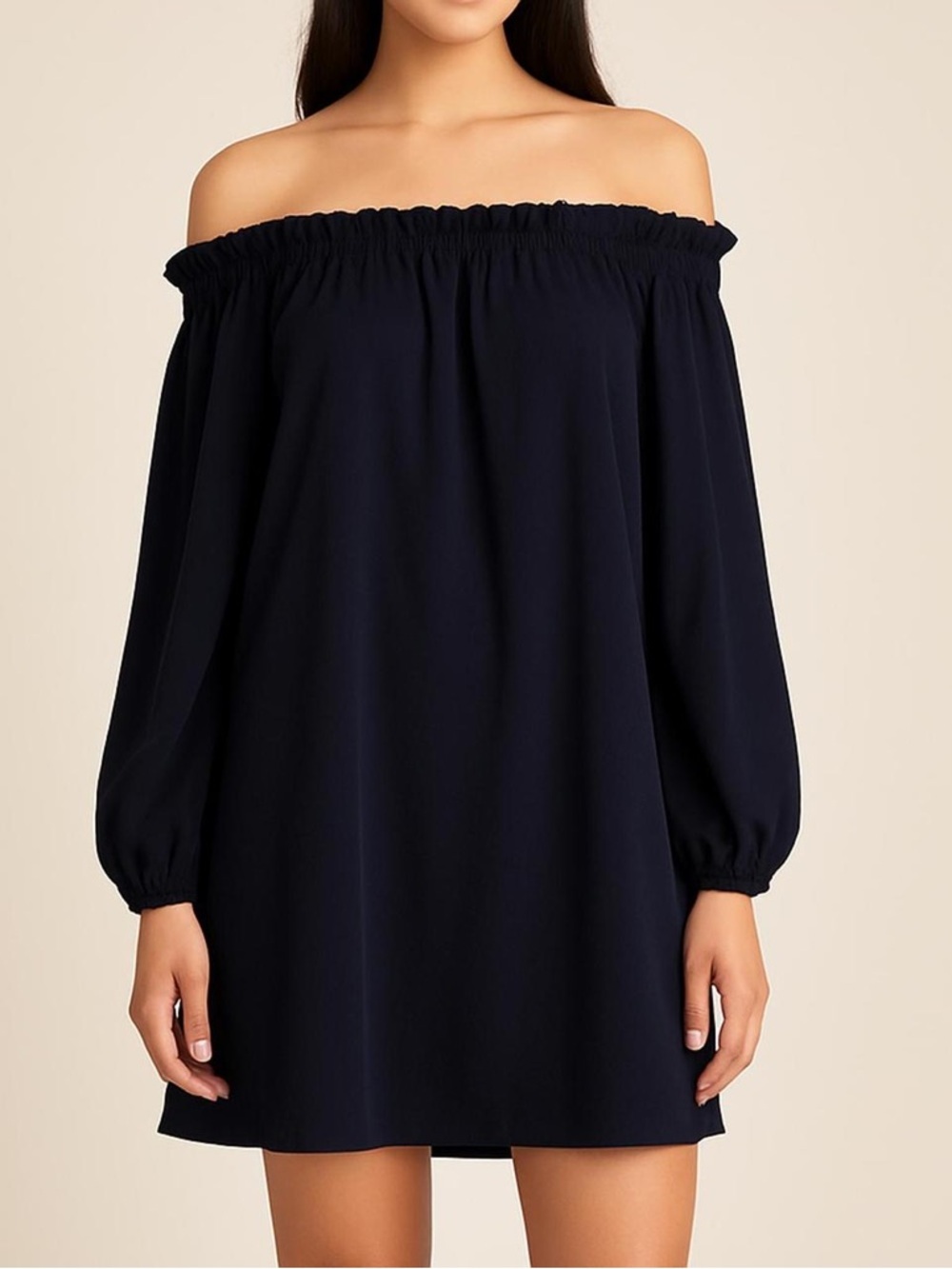 IXIAH Off-the-Shoulder Navy Dress | Size 6 | Voluminous Fit